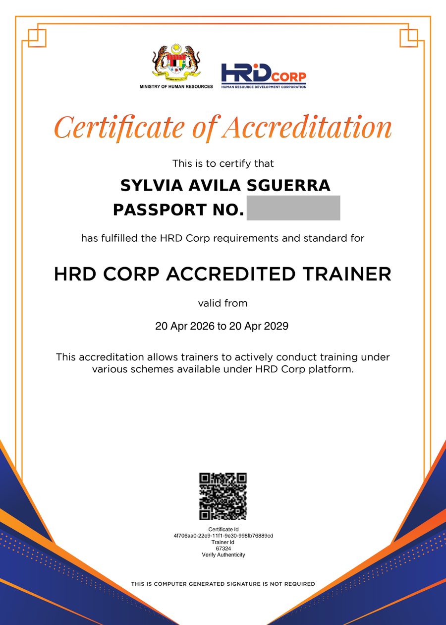 HRD Corp Accredited Trainer certificate